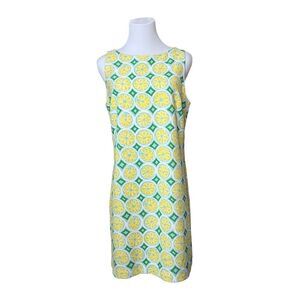 Sail to Sable Lemon Print Sleeveless Whimsical Shift Dress sz Medium Retails $21